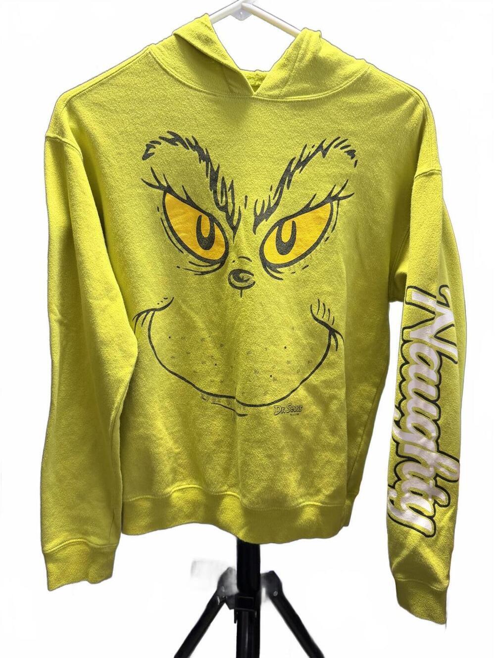 The Grinch Yellow green Hoodie Sweatshirt Size XS